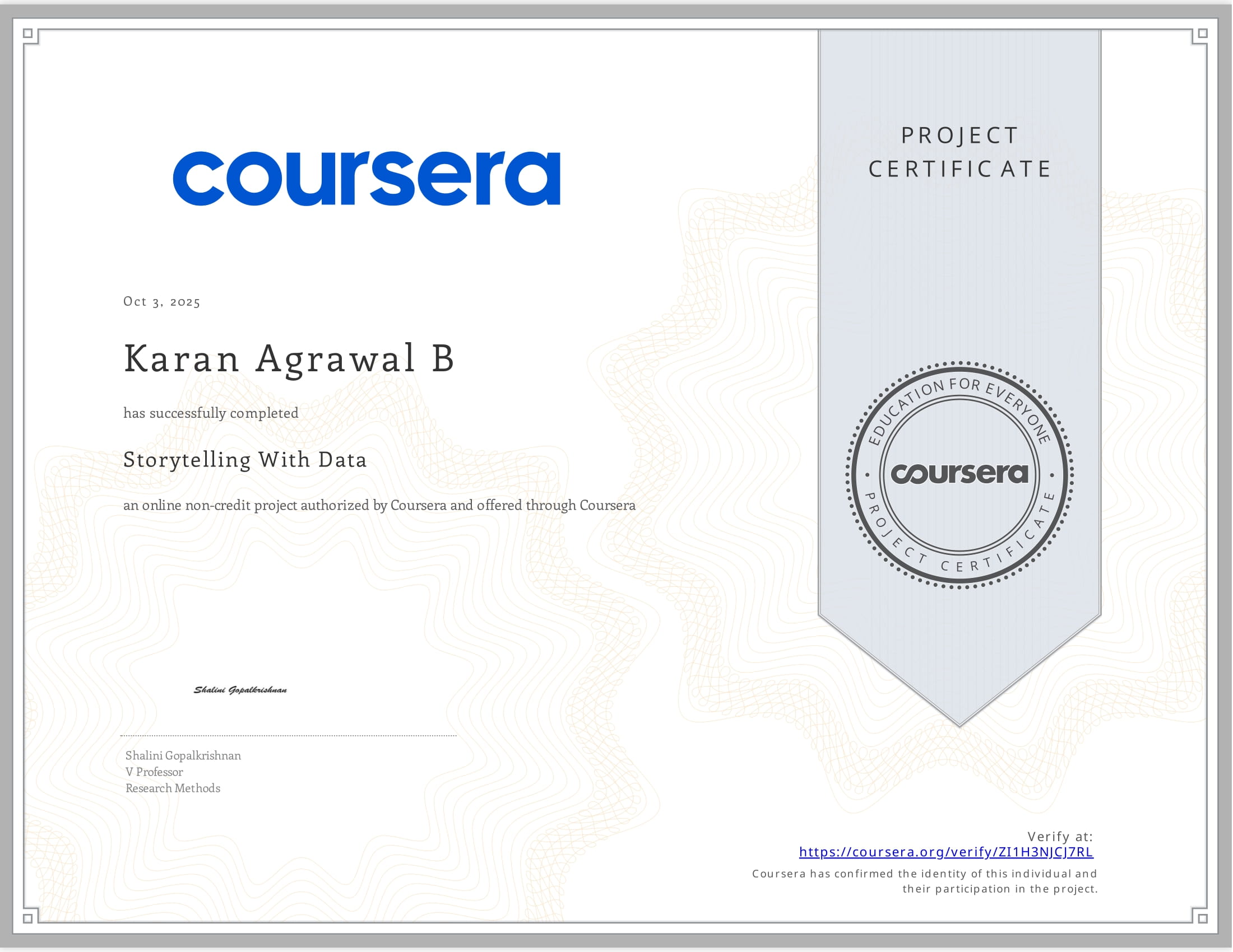 Storytelling With Data Certificate